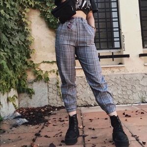 Grey plaid pants